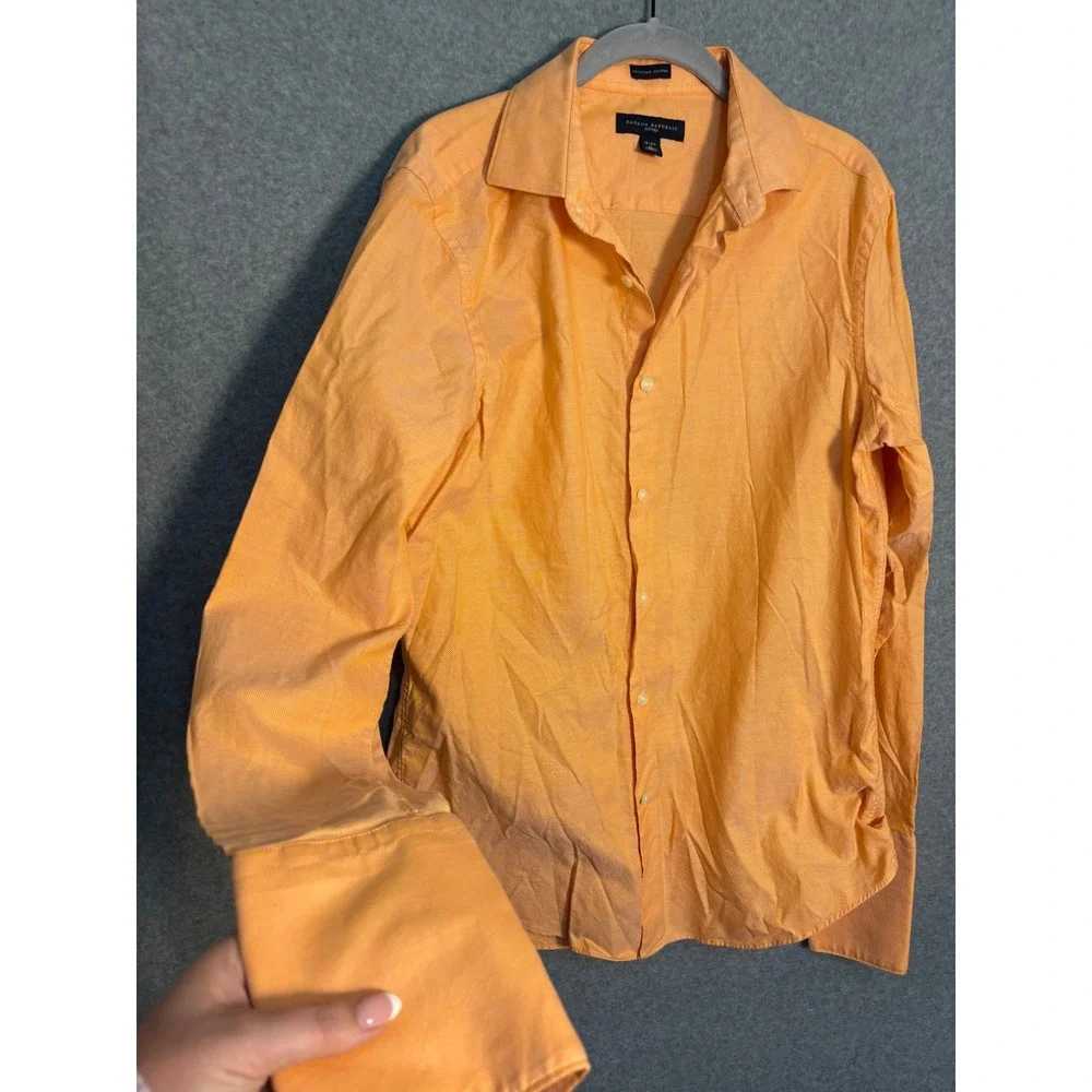 Banana Republic Orange Egyptian Cotton Dress Shirt Men's M 15-15.5‎ Fitted
